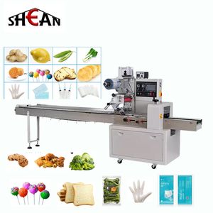 Horizontal Automatic Chocolate Bar Bread Vegetable Wrapping Machine Pillow Bag Packaging Machine