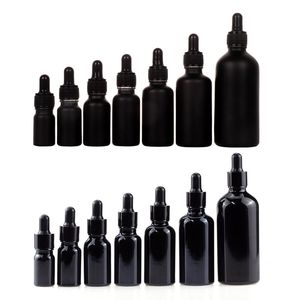 5ml/10ml/15ml/20ml/30ml/50ml/100ml Glossy Black/Matte Black Glass Dropper Bottle