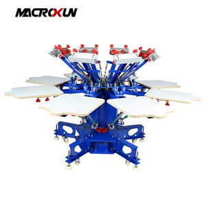 8 Color 8 Station Manual Carousel Screen Printer/ T Shirt Silk Screen Printing Machine