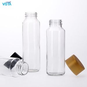 Vista Wholesale Empty Beverage Soda Juice Glass Bottle Custom Volume Durable Clear Milk Storage Bottle Glass with Metal Cap