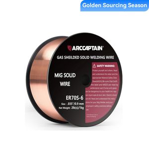 Arccaptain MIG Welding Wire 2-Pound Er70s-6 Solid Low Splash Carbon Steel Welding Consumables — Premium Welding Accessories Compatible with Lincoln, Mille