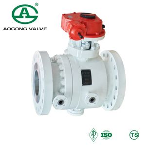 3 Piece Pn16 CF8 Hard Sealed Pneumatic Control Actuator Motorized Flange 3 Way Stainless Steel High Pressure Industrial Trunnion Mounted Ball Valve with Insulat