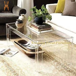 Modern Living Room Furniture Transparent Clear Acrylic Coffee Square Table