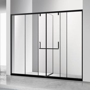 Modern Bathroom Customized Matt Black Finish Stainless Steel Frame Tempered Glass Shower Room with Sliding Door