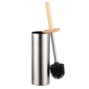 Sandal Wood Color Toilet Brush for Bathroom Stainless Steel Holder Color Custom