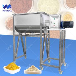 Stainless Steel High Quality Horizontal Food Grade Industrial Double Ribbon Masala Seasoning Dry Flour Mixer Spice Blender Detergent Dry Powder Mix Machine
