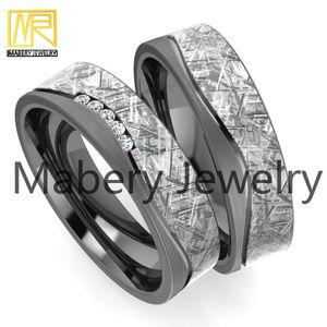 Stainless Steel Jewelry Set with Meteorite Wedding Ring, Bulk Export