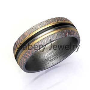 Classic Titanium Wedding Band Ring with Stainless Steel Accent Inlay