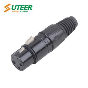 3-Pin XLR Female Plug Cable Connector with Black Plated