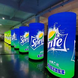 Customized Indoor P2 P1.86 Cylindrical Column Can Shaped Curved Advertising Soft Screen Cola LED Display