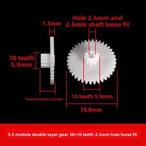 Chenfeng 0.5 Modulus Plastic Cylindrical Double-Layer Gear 29-38 Teeth Double Speed Overlapping Size Variable Straight Tooth Plastic Helical Gear