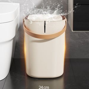 Durable Plastic Standing Waste Bin, Rectangular Trash Can with Lid