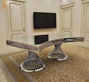 Modern Luxury Stainless Steel Base Mirror Top Dining Table for Home Dining Hotel