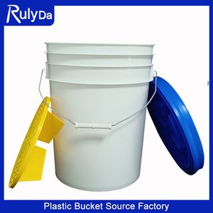 Custom Cheap PP Water Paint Wholesale Square Food Grade 5 Gallon Plastic Bucket Food Packaging with Lids and Handle Factory Price