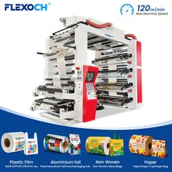 8 Colors PE Film Flexographic Printer with Double Unwind and Rewind