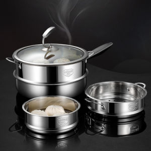 Stainless Steel Food Steamers Multi-Function with Double Handle by Goodseller