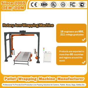 Rotary Arm Wrapping Machine Manufacturer Integrated Bottom Roller and Lifter Inline Pallet Stretch Film Online Rotary Arm Wrapping Machine for Ton Bag/Wooden