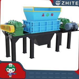 Efficient Plastic/Medical Waste Dual Shaft Foam Aluminium Cans Carton Shredder with Presser