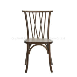 Wholesale X Strips Cross Woven Chair X Strips Back New Wood Dining Stackable Cross Back Chair for Dining Wedding Event Retntal Dining Room