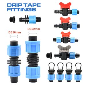 Drip Irrigation Fittings Tee Coupling Mini Offtake Drip Tape Lock Nut Elbow Valve Hose Connectors PE Control 16 17 22mm Plastic Valve Manufacturer