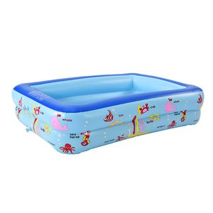 Custom Outdoor Portable PVC Blue Inflatable Pool 2-Ring Rectangular Small Inflatable Pool
