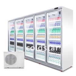 Supermarket Multi-Doors Beverage Upright Cooler Refrigerators Showcase