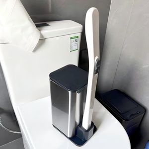 Disposable Sponge Toilet Brush Set with Stainless Steel Bathroom Holder