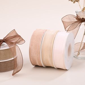 Polyester Stiff Edge Organza Ribbon Sheer Ribbon for Gift Wrapping
