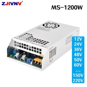 Switching Power Supply 1200W SMPS Voltage and Current Adjustable Regulated 220VAC-DC12V 24V/36V/48V/60V/72V/80V/110/220V Mini Size
