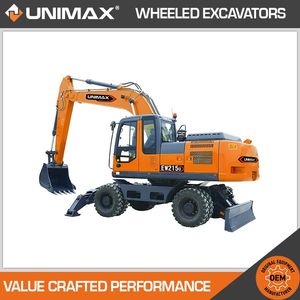 Fuel-Saving Unimax Ew75u Ew95u Ew145u Ew215u 13 14.5 15 18 Ton Bucket Wheeled Excavator Mini Digger Rubber Tire Trackhoe Tyre Excavator Mini Wheel Excavator