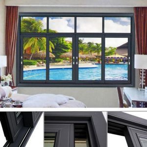 Industrial Grade Sliding Window Features Anodized Silver Surface for Commercial Building Facade.