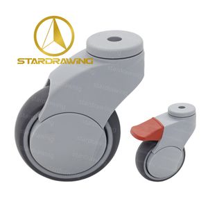 Stardrawing 3/4/5inch 75/100/125mm Medical Caster Wheel Hollow Kingpin Hospital Trolley Caster