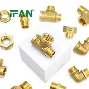 Ifan Wholesale Brass Plumbing Fittings 1/2" 3/4" Brass Fittings Elbow Tee Brass Pipe Fitting