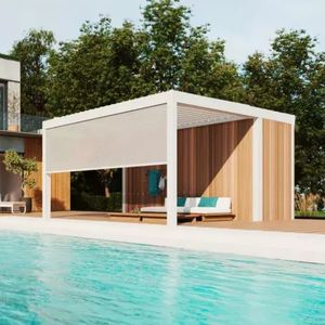 Waterproof Aluminum Pergola with Adjustable Roof for Poolside, Patio & Garden Lounge