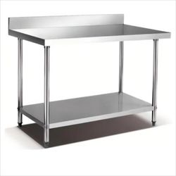 2-Deck Stainless Steel Working Table with Splashback