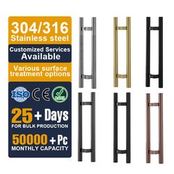 Custom SUS 304 Brushed Silver Glass Door Handle Anti-Slide Bathroom Pull Push Door Handle with Easy Installation