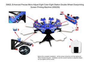 High Precision Micro-Adjust Eight Color Eight Station Double Wheel Overprinting Screen Printing Machine