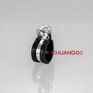 Stainless Steel Rubber Sleeve Pipe Clamp, Rubber Insulated Pipe Clip P-Type Clamp with Bolt Hole Fixing, Adel Clamp