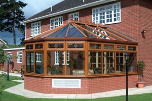 Wood Texture Aluminium Glass Conservatory for House Villa with Customized Design and Color From 15 Years China Professional Factory with Good Price and Quality