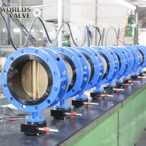 A395 A536 FC20 Fcd40 Ductile Iron Wras Rubber Liner Double Flange Butterfly Valves