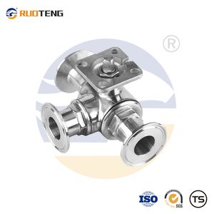 [Ruoteng] 3A/DIN/SMS Stainless Steel Food Grade T Type 3 Way Clamped Ball Valve