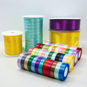 High Quality 100% Polyester Single Face Double Face Colorful Polyester Satin Ribbon Gift Packing Ribbon for Decoration DIY Wrapping Ribbon Flower Ribbon