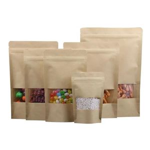 Factory Supply Kraft Paper Pouch with Zipper Stand up Pouch for Food Nuts Cashew Packaging Bag