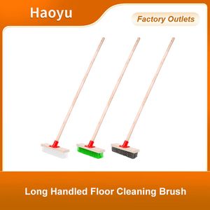 Multifunctional Outdoor Broom Plastic Durable Long Handled Solid Wood Floor Cleaning Brush Heavy Duty Deck Brush