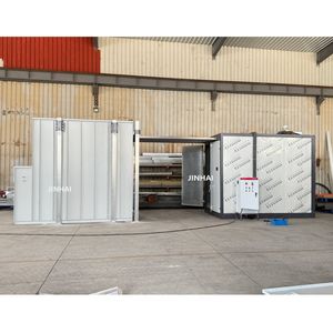 Jinhai Straight-Through Type Manual Overhead Track Powder Coating Line Spray Booth + Powder Curing Oven for Metal Workpieces