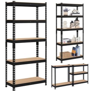 Assembled Shelving Unit Adjustable Power-Coated Metal Steel Shelf Rivet Shelf