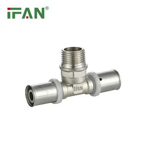 Ifan DIN 16892 Water Use Brass Pex Press Fittings White Male Thread Tee Pex Pipe Fittings