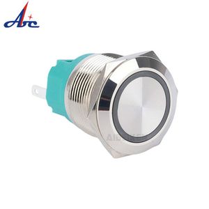 Metal Flat 22mm 1no1nc 12V Push Button Blue LED Switch