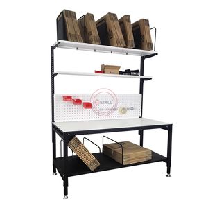 Modular Packing Workbench with Adjustable Height and Custom Accessories