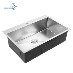 Aquacubic Cupc 30 Inch Top Mount Drop-in 18 Guage Stainless Steel Handmade Kitchen Sink